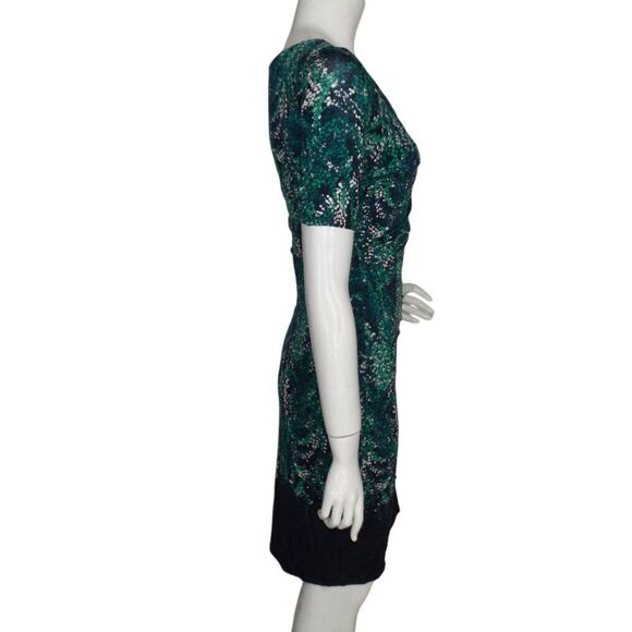 BODEN Dress, 6, Rita Sheath, Ruched Bust, Blue/Green Abstract leaves, Tencel - Picture 7 of 13